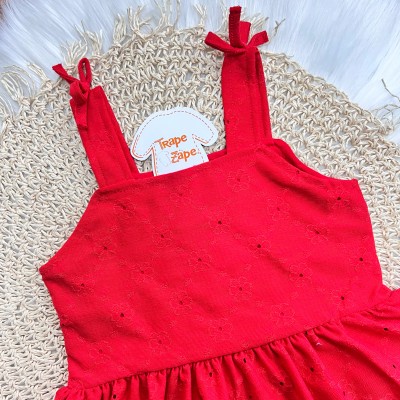 Vestido Midi em Lese Floral - Vermelho